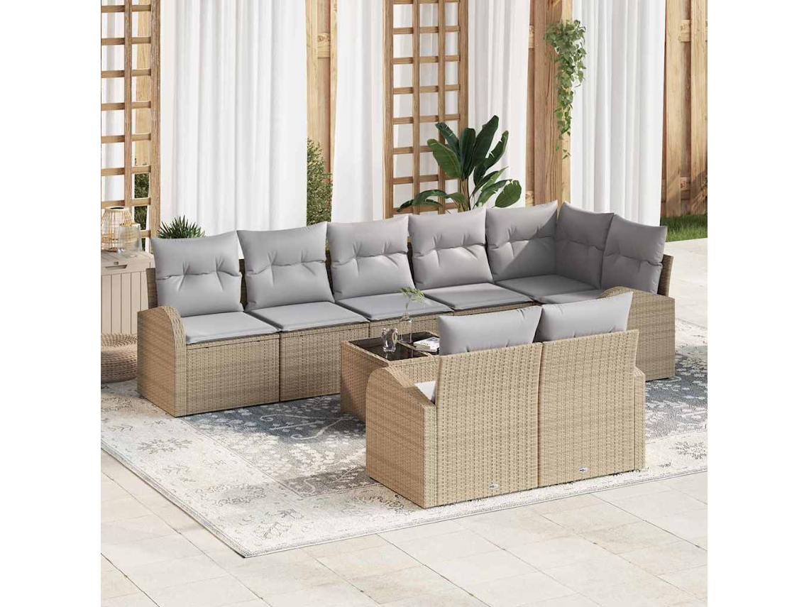 Vidaxl Conjunto De Sofá De Jardim 9 Unid. 8-número De Lugares