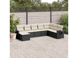 Vidaxl 8 Pcs Conjunto Sofás De Jardim Com Almofadões Vime Pe Preto
