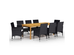 Vidaxl 9 Pcs Conjunto De Jantar Para Jardim Preto