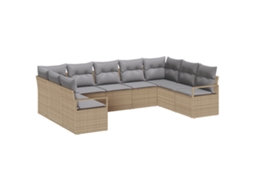 Conjunto 9 Sofá Exterior Vidaxl Bege Vime Pe (289 X 177 X 85 Cm)