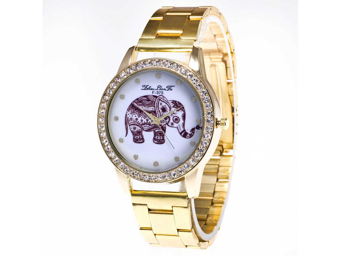 Relógio De Quartzo Com Pulseira De Aço, Mostrador Redondo, Moda Com Strass Pulseira