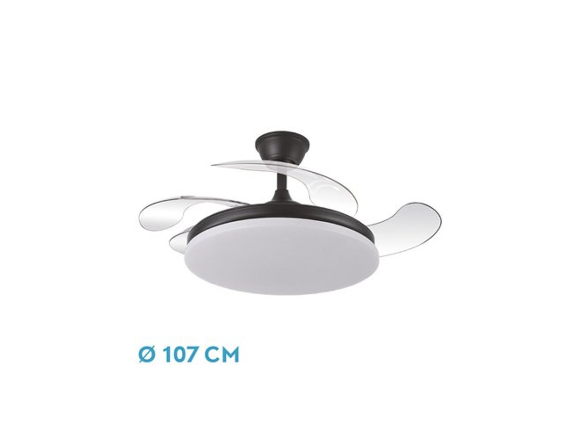 Ventilador De Teto Dc Trident, Regulável Com Controle Remoto , Preto Fabrilamp (59w 3cct 6980lm)