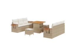 Conjunto 9 De Sofá Para Jardim Com Vidaxl E Almofadas Bege  Bege Vime