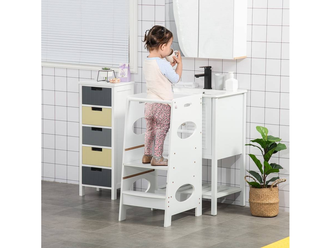 Torre de Aprendizagem HOMCOM 312-053WT (Branco - MDF - 40x50x90 cm)