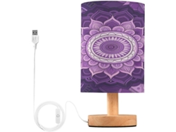 Abajur De Cabeceira Mandala Para Quarto, Com Portas De Carregamento Usb C, Luminária De Mesa Cabeceira, Luminária De