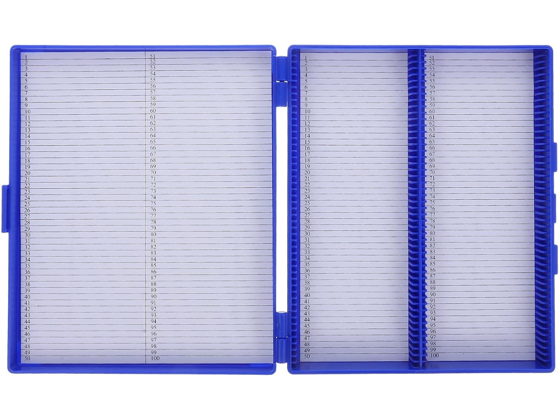 Caixa Organizadora Para Fácil Identificação De 100 Lâminas De Microscópio.