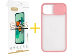 Capa + Película para iPhone 11 ACCETEL Rosa-Creme