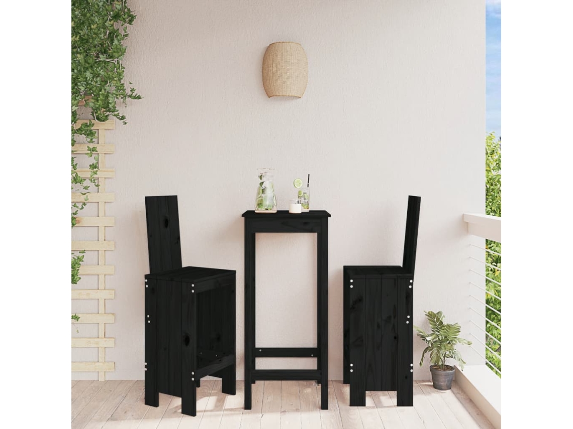 Vidaxl Cadeiras De Bar 2 Pcs 40x42x120 Cm Pinho Maciço Preto