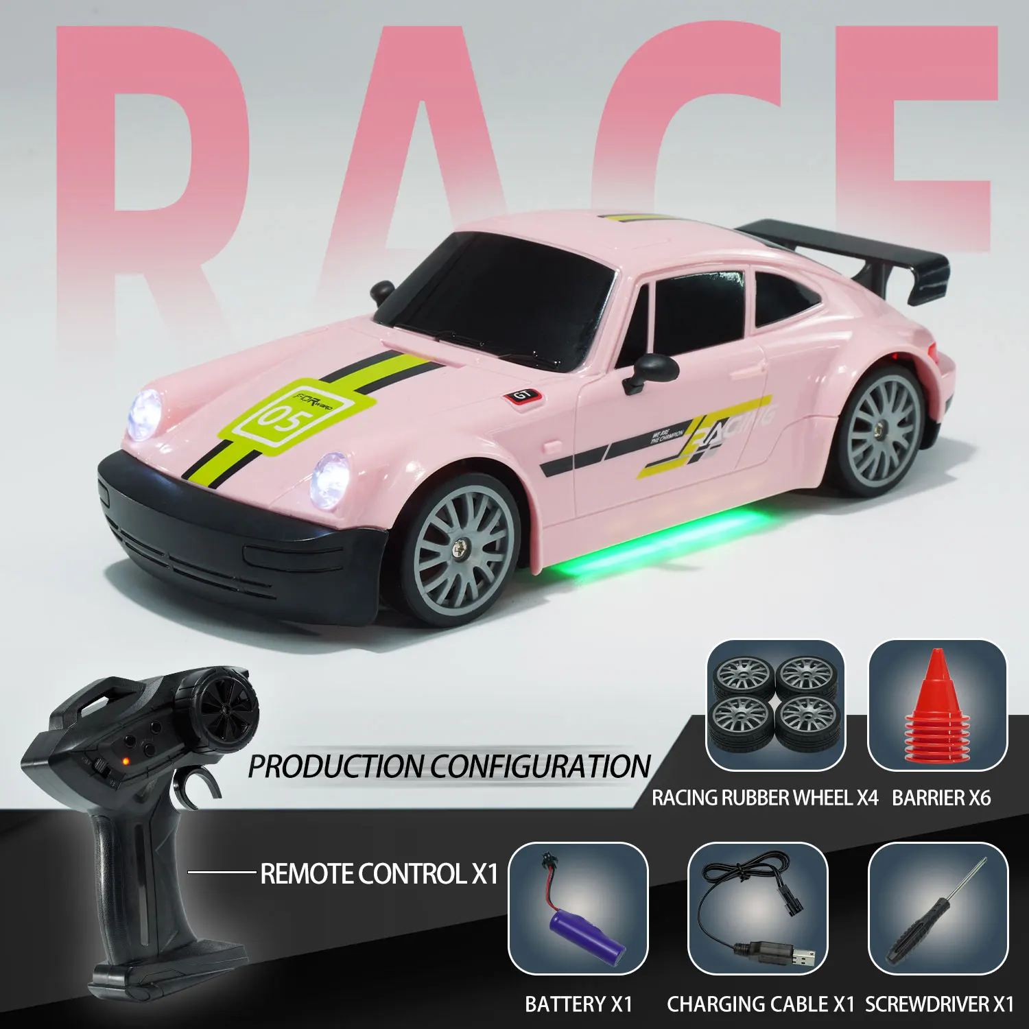Carro de Corrida Off road Controlado por Rádio, Presente para Crianças, Brinquedo Elétrico em Miniatura MDUG (vermelho)