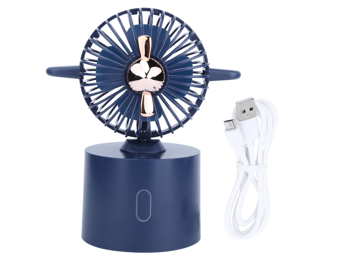 Ventilador Portátil Usb Recarregável Azul Mesa Dormitório Escritório
