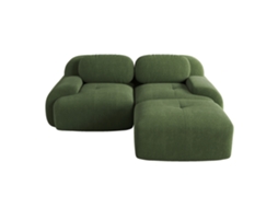 Sofá Ecksofa em Veludo, modular, com braços curvos, sem montagem, almofadas de espuma elástica, Verde ORBITRA COMMERCE