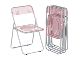 Conjunto De 4 Cadeiras Dobráveis Em Acrílico Transparente, Rosa