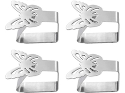 4 Clips de Mantel de Acero Inoxidable Anti óxido Con Diseño de Mariposa para Mesa, Plata, 6.5*5 Cm, Duradero Y Resistente Al Viento