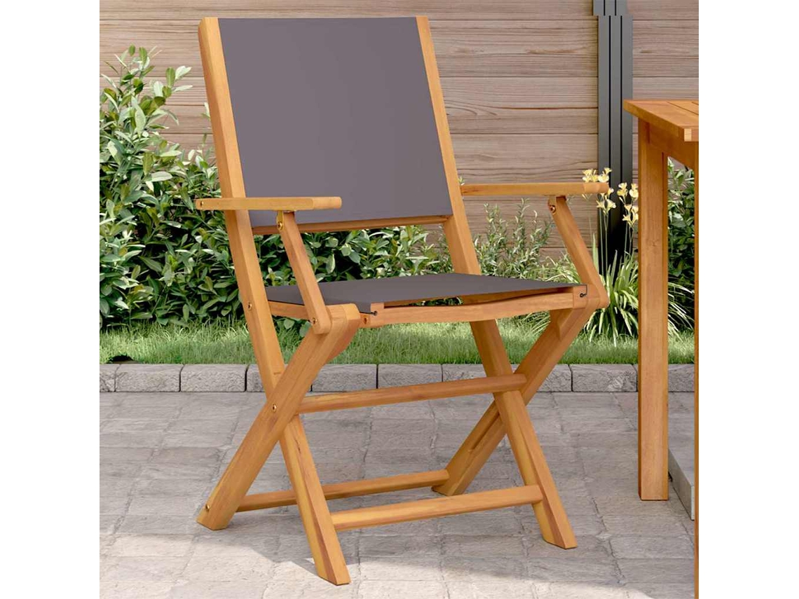 Cadeiras De Jardim 2 Pcs Acácia Maciça E Tecido Antracite Dkd Home Decor