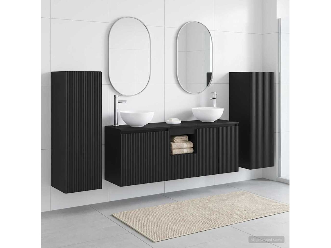 Vidaxl Conjunto De Móveis Para Banheiro 5 Unid. Preto