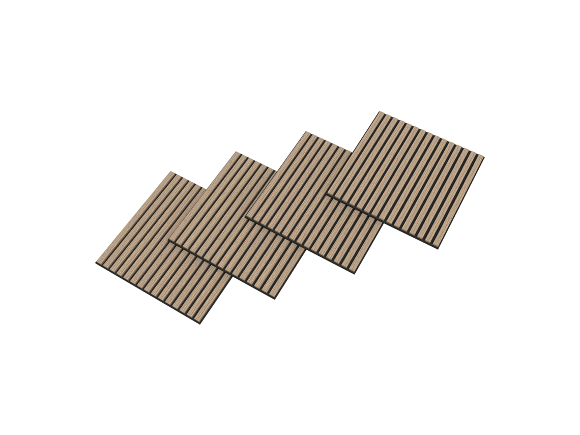 Conjunto de 12 painéis acústicos 3D Vang, 4,32 m², lâminas lineares - nogueira clara, Neu.holz