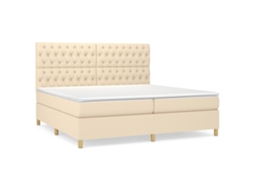 Cama com Molas/colchão 200x200 Cm Tecido Cor Creme MAISON EXCLUSIVE