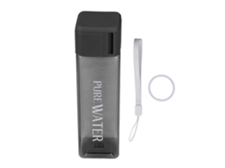 Garrafa de Água Transparente 500ml com Cordão de Pulso Preto