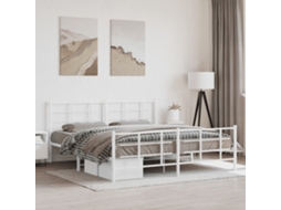 Vidaxl Estrutura De Cama Com Cabeceira E Pés 183x213 Cm Metal Branco