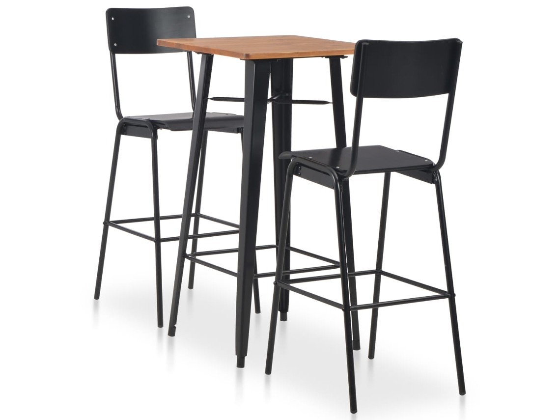 Vidaxl 3 Pcs Conjunto De Bar Em Aço Preto