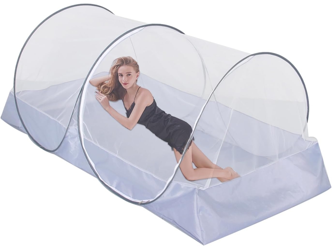 Mosquiteiro de Viagem, Poliéster, 200 X 100 X 73 Cm, Dobrável, para Camas, Viagens e Camping, com Zíper Lateral e Fácil CHABERLU