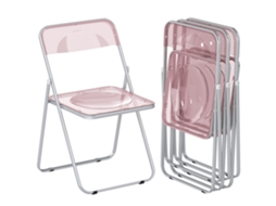 Conjunto de 4 Cadeiras Dobráveis em Acrílico Rosa Transparente BTFORUS