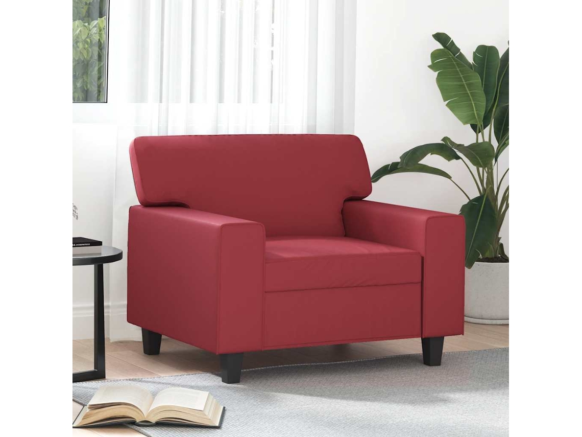 Vidaxl Poltrona 60 Cm Couro Artificial Vermelho Tinto