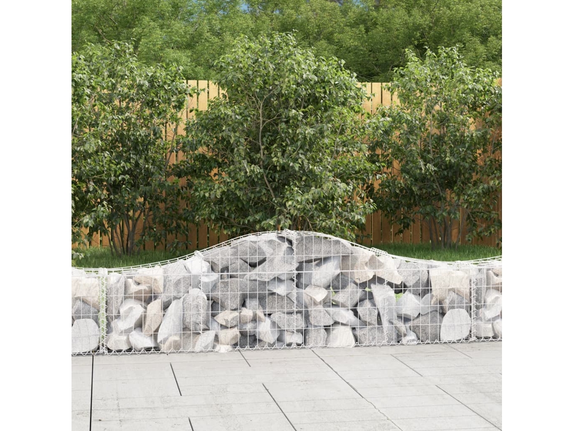 Vidaxl Cestos Gabião Arqueados 3 Pcs 200x30x40/60 Cm Ferro Galvanizado