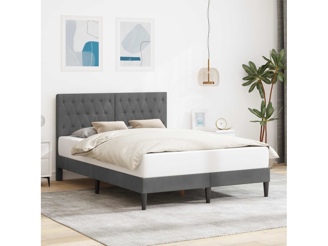 Vidaxl Estrutura Da Cama Cinzento-escuro 160 X 200 Cm Veludo