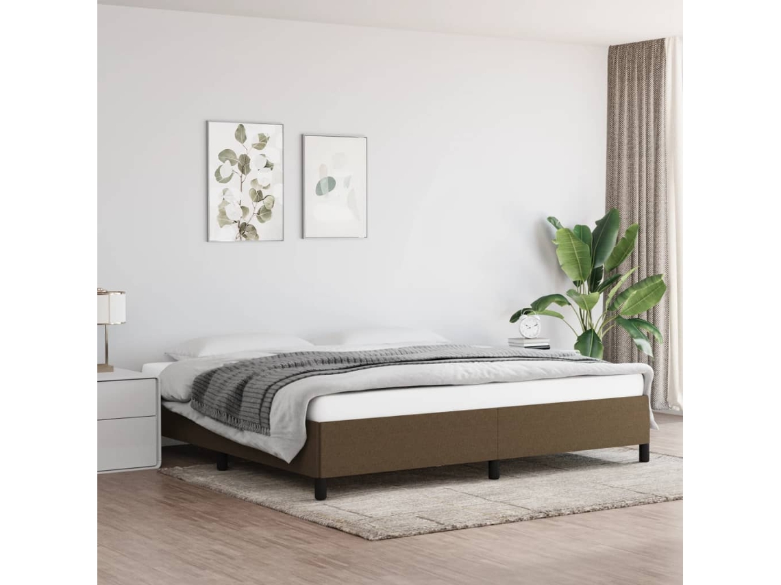 Vidaxl Estrutura De Cama Sem Colchão 200x200 Cm Tecido Castanho-escuro