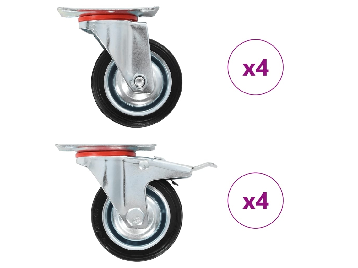 Vidaxl 8 Pcs Rodas Giratórias 75 Mm