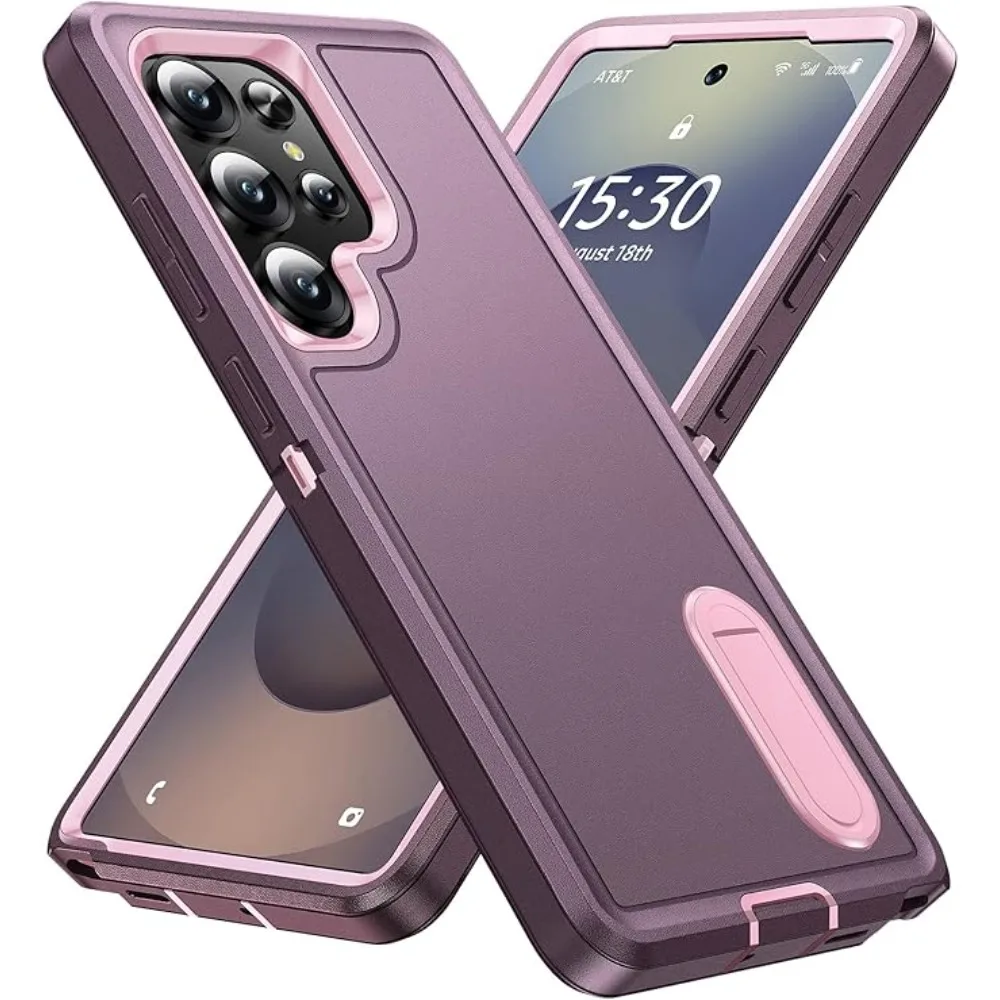 (roxo/rosa, Galaxy S23) Capa Protetora Fosca Resistente E Durável, De Nível Militar, Com Suporte.