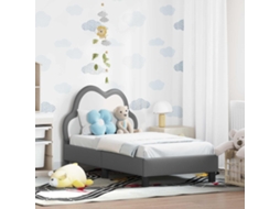 Vidaxl Estrutura De Cama Para Criança Com Cabeceira Cinzento-claro Pu