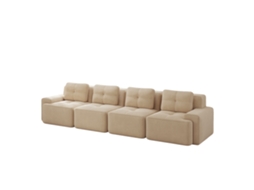 Sofá modular 4 lugares em chenille, assento profundo, sala, escoteiro ORBITRA COMMERCE