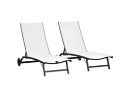 Conjunto de 2 Espreguiçadeiras PROFESIA BOYANG com encosto ajustável, rodas, 165x66x102cm, branco e preto
