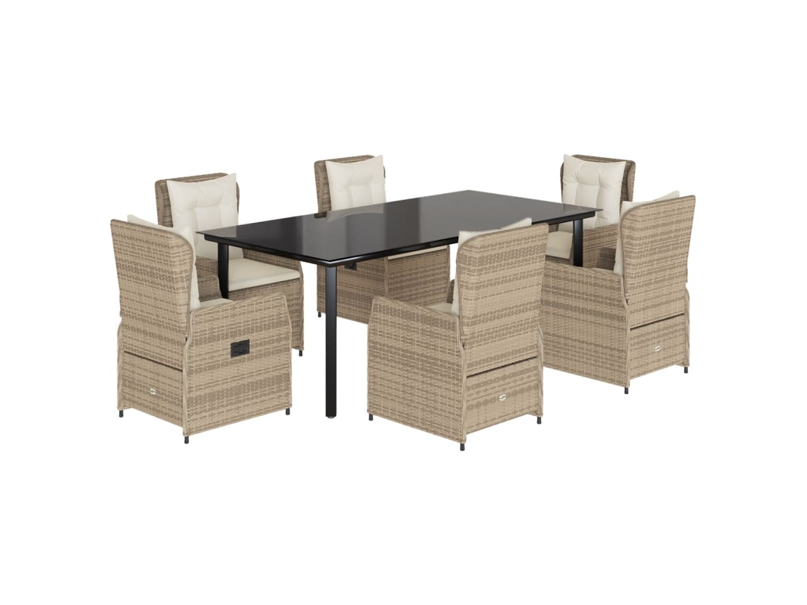 Garden Dining Set, Garden Dining Sets Vidaxl Bege Rattan / Vime (200 X 100 X 74 Cm)