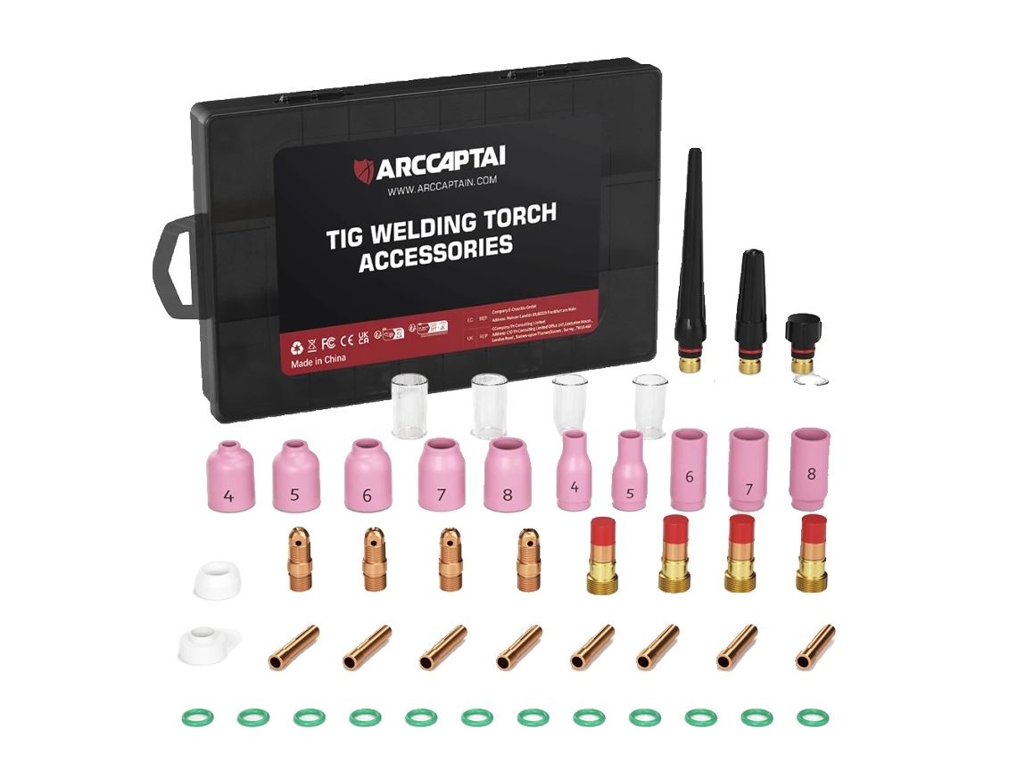 Kit De Acessórios Para Tocha De Soldagem Tig Arccaptain, 49 Pcs, Construção Em Cobre Puro, 49pcs Ar Ta001 Oem