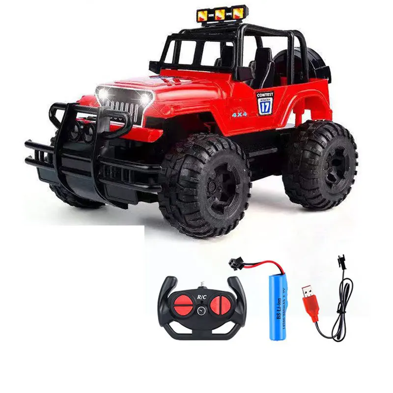 Carro off-road com controle remoto de 4 canais e 2.4g, carregamento USB.
