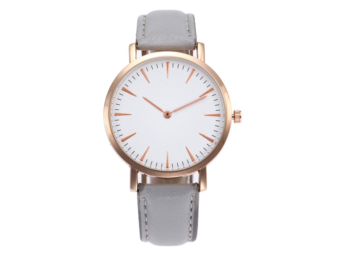 Relógio masculino de quartzo com pulseira de couro simples e moderna (cinza)