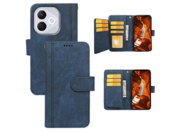 Capa De Couro Tkdaddy Para Honor 400 Lite 5g, Com Padrão De Linha, Tipo Carteira, Com 9 Compartimentos Para Cartões, Azul