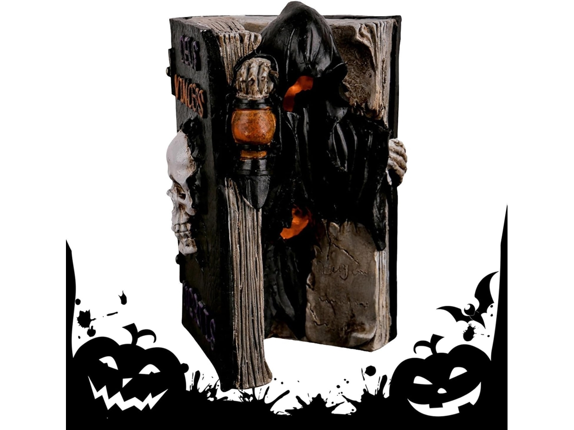 Estátua De Esqueleto Lendo Para O Halloween - Escultura Decorativa |