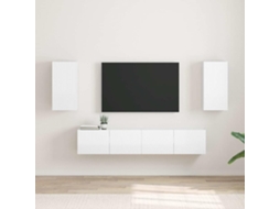 Vidaxl Armário De Tv De Parede 2 Unid. Branco Brilhante
