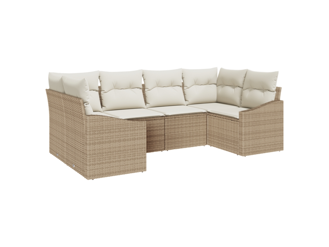 Conjunto 6 Sofá De Jardim Vidaxl Bege Vime Pe (234 X 123,5 X 85 Cm)