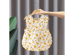 Babadores Infantis Sem Mangas de Verão Floridos Comendo Roupas Reversíveis, Estilo: Girassol Amarelo Tamanho: 110 XIAOMOYU
