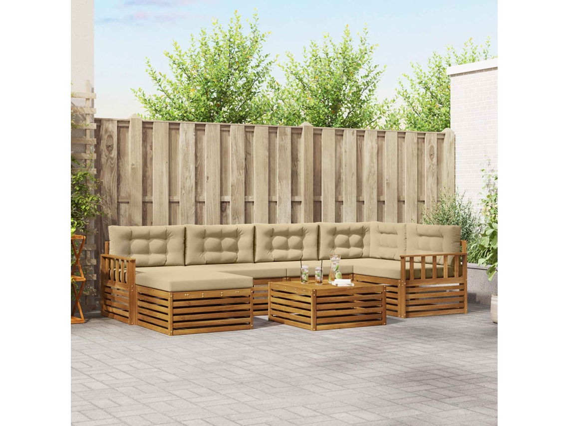 Vidaxl Conjunto De Sofás Para Exterior 7 Pcs Natural E Bege