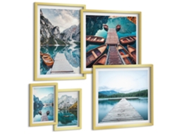Galeria De Pinturas Murais Pássaros Em Voo, Estilo Minimalista Moldura Prateada Quadros Para O Escritório Espelharte (conjunto De 5 Imagens)