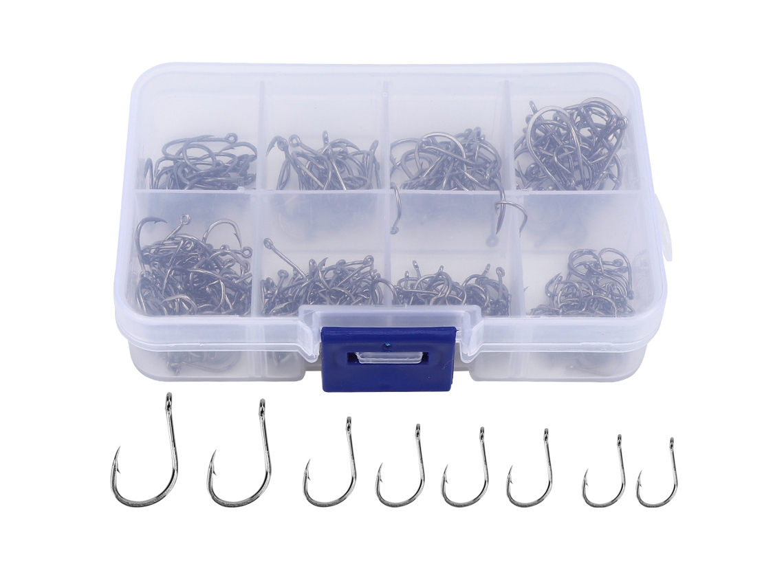 Business 300pcs Anzóis de Pesca de Aço Carbono Alto com Círculo