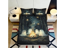 Conjunto de Cama com Estampa 3d Fantasmas Microfibra Fronha 200x25cm