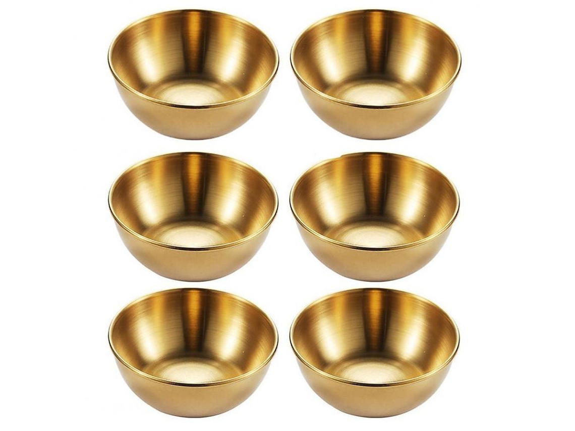 2026 6 Pratos de Salsa de Acero Inoxidable Antirustico para Condimentos Dorado Hqu 8x8x2.5cm Dorado