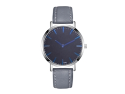 Relógio de Pulso Masculino Estilo Empresarial Quartzo Pulseira de Couro Cinza